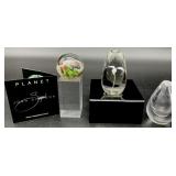 Three Small Signed Paperweights