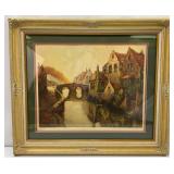 Framed Print of European River Scene