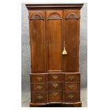 Hickory White Shell Carved Block Front Armoire