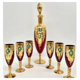 7pc Bohemian Decanter and Glasses Set