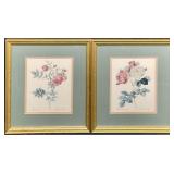 Pair Botanical Prints Framed & Matted