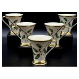 5 Lenox Holiday Nouveau Gold Accent Mugs