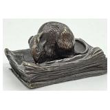 Small French Bronze of Mouse on Book