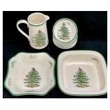 Spode Christmas Tree Bowls, Jug, and Serving Dish