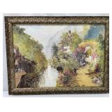 Framed Print on Board of European Country Scene
