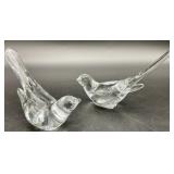 Pair of Vintage Clear Art Glass Birds