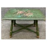 Green Paint Decorated Floral Accent Table