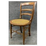 Antique Walnut Cane Bottom Ladder Back Chair