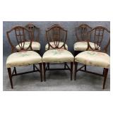 Set of 6 Shield Back Plume Carved Dining Chairs