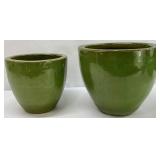 2pc Green Pottery Planters