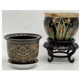 2pc Black Ceramic Planters