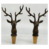 Pair of Deer Head Wine Bottle Stoppers