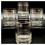 Set of 4 Culver Mid Century Gold Stripe Tumblers
