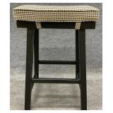 Black Saddle Barstool with Upholstered Seat