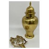Large Brass Urn and Trivet
