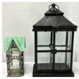 Pair of Metal & Glass Decorative Lanterns