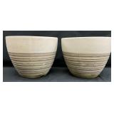 Pair of Gray & White Ceramic Planters