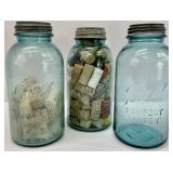 3 Large Zinc Top Ball Mason Jars