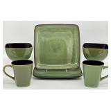 6pc Home Trends Rave Green Dinnerware