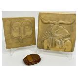 2 Egyptian Plaques & Scarab Paperweight