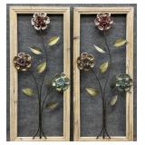 Pair of Metal Flower Wall Art