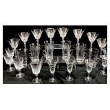 Grouping of Etched Glass Stemware