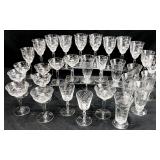 29pc Clear Etched Glass Stemware
