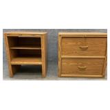 Oak Tone Filing Cabinet & Printer Stand