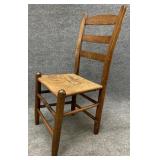 Antique Oak Rush Bottom Ladder Back Chair