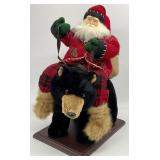 Large Stuffed Santa on Bear Christmas Decor