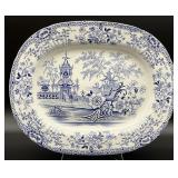 Antique Blue & White Chinoiserie Platter