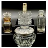 4pc Glass Perfume Jars Bottles