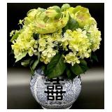 Blue & White Double Happiness Jar w/ Flowers