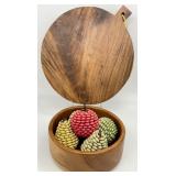 Wooden Breadboard, Bowl & Decorative Fruit