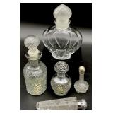 5pc Vtg Glass Perfume Bottle Group