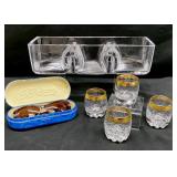 Glass DIsh, Shot Glasses, and Brighton Sunglasses