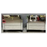 Pair of Modern Mirrored 3 Drawer Nightstands