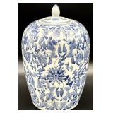 Blue & White Ceramic Lidded Vase