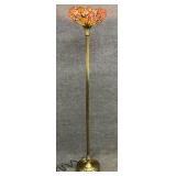 Torchiere Lamp with Stained Glass Shade