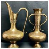 Large Brass Ewer & Vase