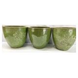 3pc Large Green Ceramic Planters