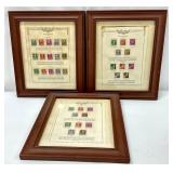 3 Framed Famous American Stamp Sheets