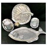 4 Pewter Trays & 1 Cup