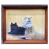 Framed Canvas Painting of Cats