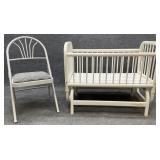 Plastic Gliding Crib & Metal Folding Chair