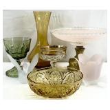 Vintage Glass Compote, Colored Glass & More