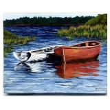 Vivian Cronin Orig. Canvas Painting 2 Boats