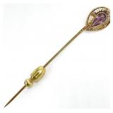 10K Gold & Amethyst Stick Pin