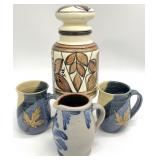 Signed Art Pottery Mugs & Canister