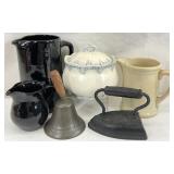 Antique Stoneware Pottery, School Bell & More
